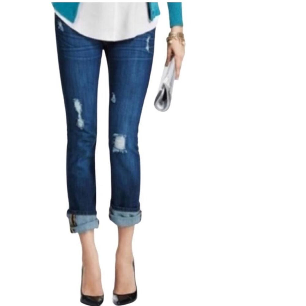 CAbi | Slim Boyfriend Light Distressed Jeans Size 8